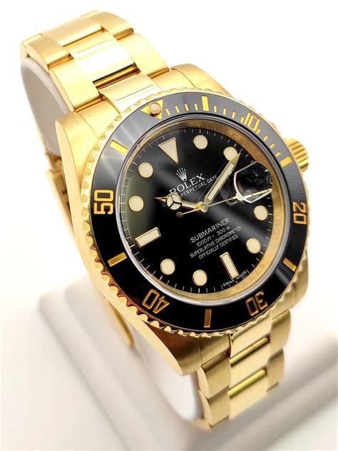 rolex solid gold bumper watch band|rolex submariner gold band.